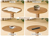 Round Side Table - Solid Wood Leg Small Drink Table for Living Room Bedroom Office,Natural 05193334
