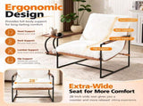28 Inch Extra Wide Sling Accent Chair, Fully Disassembled, Rubber Wood Armrest, Metal Iron Frame, 49087903