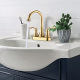 4 inches Centerset Bathroom Faucet 360&deg Swivel Spout, with Pop Up Drain - Brushed Gold W122470331