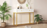 TREXM Modern Sleek Console Table Two Drawers with Stripe Design for Living Room and Entryway N715P201976K