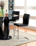 ZNTS Modern Elegance Black Color Leatherette 2pcs Counter Height Dining Chairs Chrome Metal Legs Dining B011P178973