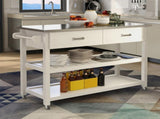 Stainless Steel Table Top White Kicthen Cart With Two Drawers W28218593
