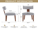 064-Set of 2 Linen Fabric Modern Armless Dining Chairs With Curved backrest and Solid Wooden Legs 42256414