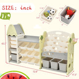Kids Bookshelf Toy Storage with 17 Bins and 5 Bookshelves, Multi-functional Nursery PP300106AAF