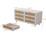 43.31"6-Drawers Rattan Storage Cabinet Rattan Drawer,for Bedroom,Living Room,White 94765252
