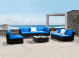 Fully Equipped Weaving Rattan Sofa Set with 2pcs Middle Sofas & 4pcs Single Sofas & 1 pc Coffee 61740829