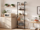 5 Tier Wall Mount Ladder Shelf with Anti-Tipping Kits for Home Office Rustic Brown, 17" x 12" x 70" 06903037