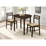 Cappuccino and Tan 3-piece Dining Set with Drop Leaf B062P145671