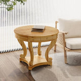 Curved Legs Farmhouse Style Small Size Round Dining Table End Table Side Table Coffee Table for W1435P228915
