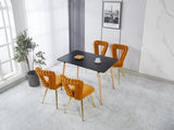 orange and gold Modern chair with iron tube legs, soft cushions and comfortable backrest, W234P188004