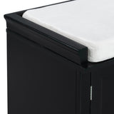 Storage Bench with 2 Drawers and 2 Cabinets, Shoe Bench with Removable Cushion for Living Room, 52471490