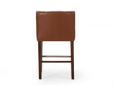 30.5 Inch Seat Height Bar Stool, Light Brown PU Upholstery with Back & Metal Footrest, Counter Stool N780P366612G