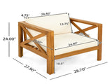 Outdoor Acacia Wood Club Wooden Armchair with Cushions , Conversation Set,Teak N770P264304B