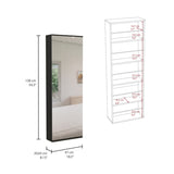 Leto Wall Mounted Shoe Rack With Mirror, Single Door, Capacity For Ten Shoes -Black B20091927