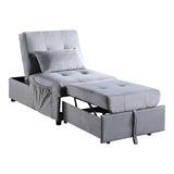 Modern Lift Top Storage Bench with Pull-out Bed 1pc Gray Velvet Tufted Solid Wood Furniture B011P170005