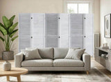 6-Panel Louvered Folding Privacy Screen, Portable Wooden Partition for Room Separation, Home, 00450088