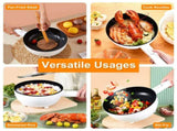 Electric Hot Pot Non-Stick Frying Pan Portable Rapid Noodles Cooker with Long Handle Steamer Spatula 92168508