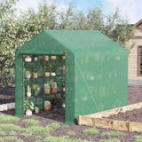 Walk-in Greenhouse for Outdoors with Roll-up Zipper Door, 18 Shelves, PE Cover, Small & Portable W2225142615