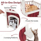 ZNTS 34"H Wooden Cat House 77592974