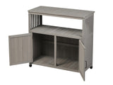 Wooden Patio Bar Table Set with Storage, Buffet Cabinet Sideboard for Outdoor and Indoor W2640P262542