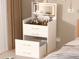 3 in 1 Vanity Desk with open Top Mirror,Small Make Up Vanity Set with Visible Glass Desktop,Compact 00445064