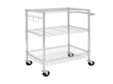 3-Tier New Multipurpose Rolling Cart, Chrome Color, 495lbs Load Capacity 03092420