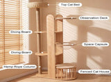 Multi-Level Wood Cat Tree Tower, 70.8" Tall Cat Activity Tree with Sisal Scratching Post, Space W3101P553723
