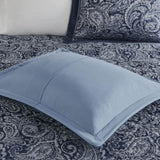 5 Piece Jacquard Bedspread Set with Throw Pillows Navy Queen B03597644