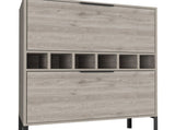 Bar Cabinet Puertu, Six Wine Cubbies, Double Door Cabinet, Light Gray Finish B092123057