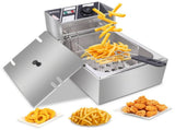 US Standard EH81 Deep Fryer, 110V, 1700W, 11.4QT/10.8L, Silver Stainless Steel, Single Tank, 92292067
