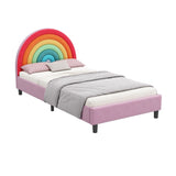 ZNTS Rainbow Design Upholstered Twin Platform Bed Cute Style Princess Bed for Boys & Girls, Teens, WF317595AAZ