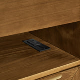 Mid Century Modern Nightstand Charging Station & Outlet Hole & 2 Drawers, Farmhouse End Table W1801P303392