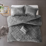 Full/Queen Velvet Comforter Set with Throw Pillow B03595916