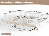 Full Platform Bed with Full-length Guardrails, Kids Platform Bed with Storage Drawers, Childlike and W1580P534503