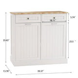 Two Drawers and Two-Compartment Tilt-Out Trash Cabinet Kitchen Trash Cabinet-White W282P160454