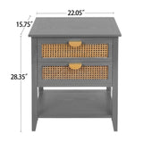 2 Drawer Side table,Naturel Rattan,End table,Suitable for bedroom, living room, study W68858074
