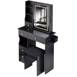Small Size Left Drawer Desktop Vanity Table Cushioned Stool, 2 AC2 USB Power Station, Hair dryer W936P202460