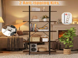 5-Tier 62 Inch Tall Vintage Industrial Bookcase with Open Storage Shelves Rustic Brown, 31.5" 11" 72744657