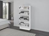 Kobuk 4 Door Shoe Rack, 4 Shelves, White B097P480475