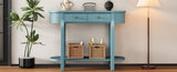 TREXM Elegant Retro Console Table with Curved Design Smooth Glaze for Entryways, Living Rooms N715P230796C