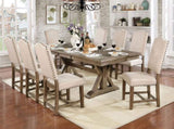 Rustic Classic 2pcs Chairs Beige Fabric Upholstered Cushion Side Chairs Nailhead Trim Kitchen B011110869