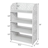 ZNTS Wood-plastic Board Four Tiers Carved Shoe Rack White A 97499052