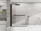 Goodyo 31"X55" Bathtub Screen Framless Shower Door Tempered Glass Shower Panel Matte Black D163147916