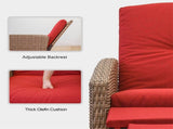 Indoor & Outdoor Recliner, All-Weather Wicker Reclining Patio Chair, Red Cushion W1859113288