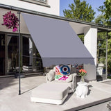 Manual Retractable Awning-118'' Non-Screw Outdoor Sun Shade Cover with UV Protection 100% W419142761