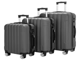 ABS Trolley Case 20in 24in 28in 3PCS Suitcase Set Striped Textured Suitcase Dark Gray 51629479