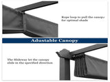 143.1" x 101.4" Retractable Canopy Metal Pergola, Heavy Duty Powder Coated Iron Frame Patio Pergola 55945350