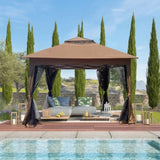 Outdoor 11x 11Ft Pop Up Gazebo Canopy With Removable Zipper Netting,2-Tier Soft Top Event W419104362