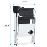 2-piece Padded Folding Outdoor Chair with Side Table and Storage Pockets,Lightweight Oversized W24172217