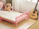 Single-layer vertical plank bed with side railings, pink, 135*75*62.5cm, wooden bed, pine, 90765179